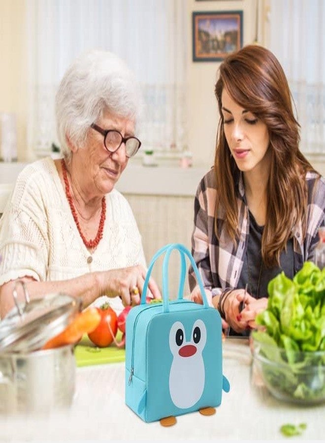 Flywind Lunch Bag || Cute Cartoon Penguin || Organizer Storage || Travel Lunch Tiffin Storage Bag for Office, College & School Polyester, Regular Size(Sky Blue) - Image 5